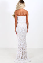 Out Of This World White Sequin Strapless Maxi Dress