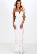 Out Of This World White Sequin Strapless Maxi Dress